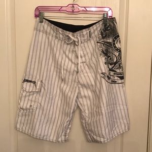 Quicksilver pinstriped board short.